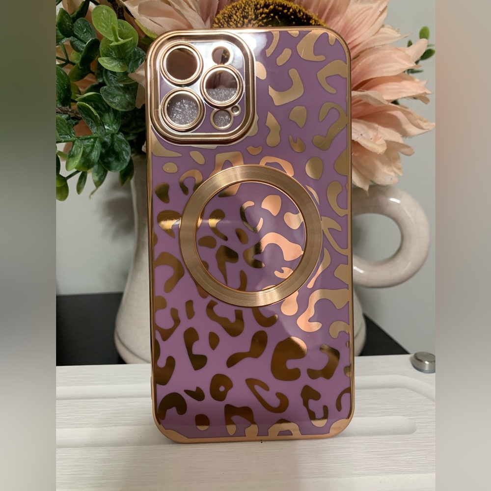 Mgqiling iPhone 12  Pro Case Luxury Plating Leopard Pattern,